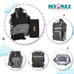 Premium Elegant Mum Large Diaper Backpack bag waterproof multifunction SET 4 in 1 - Mix and Max - Grey and Black - Image 2