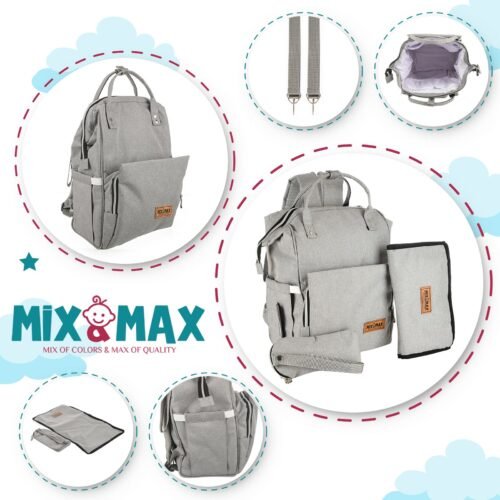 Premium Elegant Mum Large Diaper Backpack bag waterproof multifunction SET 4 in 1 - Mix and Max - Grey 4 - Image 3