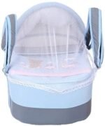 Portable Baby Carrycot Lightweight travel Bed Carrycot newborn ( Bear on Train Light Blue color ) - Sizes: 0-12 M - Mix and Max - Image 3