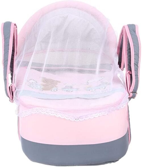 Portable Baby Carrycot Lightweight travel Bed Carrycot newborn ( Bear on Train Pink color ) - Sizes: 0-12 M - Mix and Max - Image 4