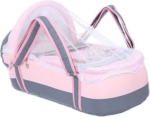 Portable Baby Carrycot Lightweight travel Bed Carrycot newborn ( Bear on Train Pink color ) - Sizes: 0-12 M - Mix and Max - Image 2