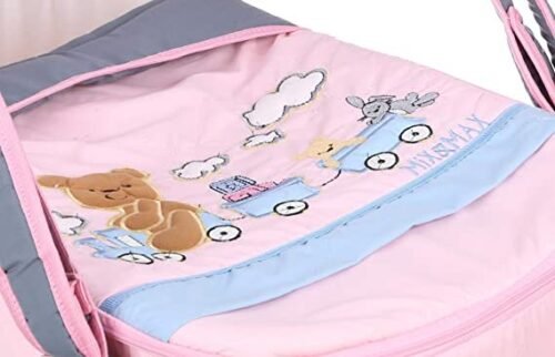 Portable Baby Carrycot Lightweight travel Bed Carrycot newborn ( Bear on Train Pink color ) - Sizes: 0-12 M - Mix and Max - Image 7