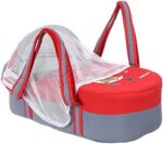 Portable Baby Carrycot Lightweight travel Bed Carrycot newborn ( Bear on Moon Red color ) - 0-12 M - Size 70*35*24 cm -Mix and Max - Image 2