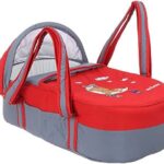 Portable Baby Carrycot Lightweight travel Bed Carrycot newborn ( Bear on Moon Red color ) - 0-12 M -  Size 70*35*24 cm -Mix and Max
