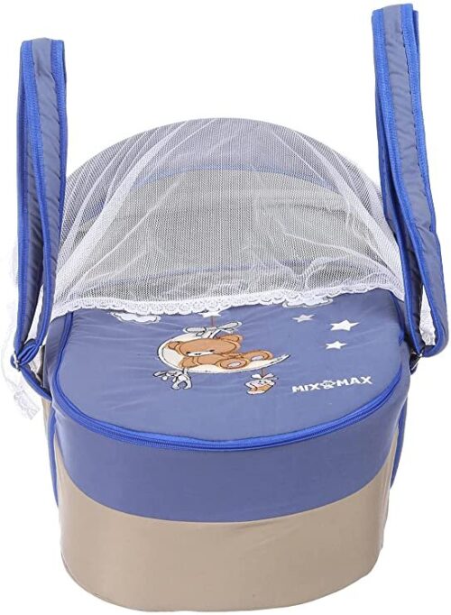 Portable Baby Carrycot Portable Bed Lightweight Carrycot ( Bear on Moon Blue color ) - 0-12 M -  Size 70*35*24 cm -Mix and Max - Image 3