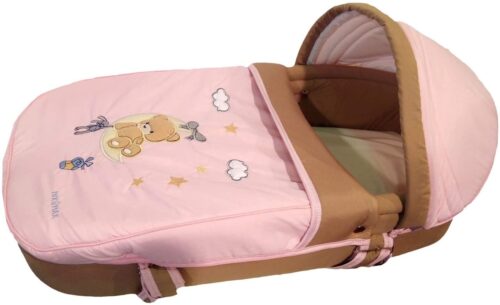 Portable Baby Carrycot Portable Bed Lightweight Carrycot ( Bear on Moon Pink color ) - 0-12 M - Size 70*35*24 cm - Mix and Max - Image 11