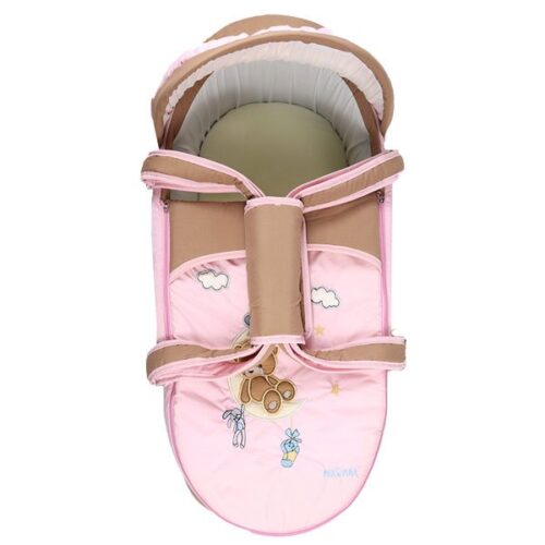Portable Baby Carrycot Portable Bed Lightweight Carrycot ( Bear on Moon Pink color ) - 0-12 M - Size 70*35*24 cm - Mix and Max - Image 8