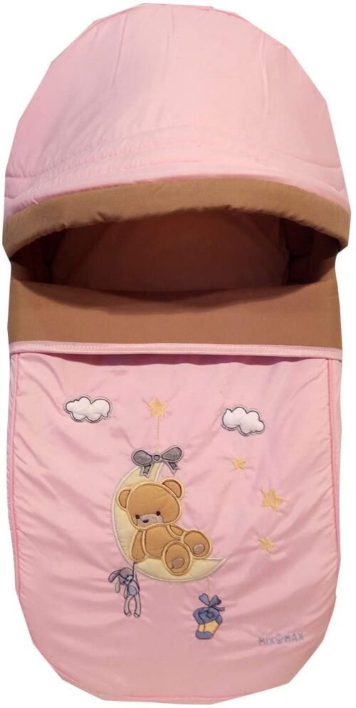 Portable Baby Carrycot Portable Bed Lightweight Carrycot ( Bear on Moon Pink color ) - 0-12 M - Size 70*35*24 cm - Mix and Max - Image 10