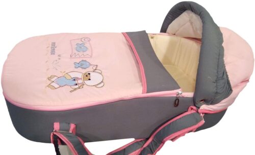 Portable Baby Carrycot Lightweight travel Bed Carrycot newborn ( Fish Pink color ) - 0-12 M -  Size 70*35*24 cm - Image 9