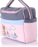 Mix and Max Baby Changing Diaper Large Shoulder bag with embroidery ( Bear on Train Pink ) - Size 43*33*18 cm - Image 2