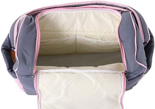 Mix and Max Baby Changing Diaper Large Shoulder bag with embroidery ( Bear on Train Pink ) - Size 43*33*18 cm - Image 6