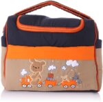 Mix and Max Baby Changing Diaper Large Shoulder bag with embroidery ( Bear on Train Navy Blue Orange ) - Size 43*33*18 cm - Image 2