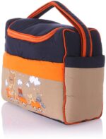 Mix and Max Baby Changing Diaper Large Shoulder bag with embroidery ( Bear on Train Navy Blue Orange ) - Size 43*33*18 cm