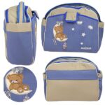 Mix and Max Baby Changing Diaper Large Shoulder bag with embroidery ( Bear on Moon Blue ) - Size 43*33*18 cm - Image 5