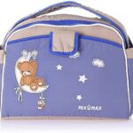Mix and Max Baby Changing Diaper Large Shoulder bag with embroidery ( Bear on Moon Blue ) - Size 43*33*18 cm