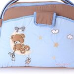 Mix and Max Baby Changing Diaper Large Shoulder bag with embroidery ( Bear on Moon Light Blue ) - Size 43*33*18 cm