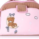 Mix and Max Baby Changing Diaper Large Shoulder bag with embroidery ( Bear on Moon Pink) - Size 43*33*18 cm