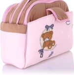 Mix and Max Baby Changing Diaper Large Shoulder bag with embroidery ( Bear on Moon Pink) - Size 43*33*18 cm - Image 5