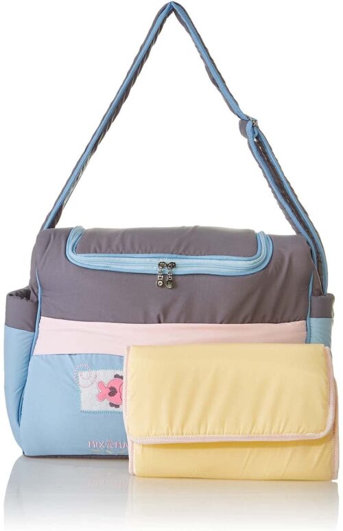 Mix and Max Baby Changing Diaper Large Shoulder bag with embroidery ( Fish Light Blue ) - Size 43*33*18 cm - Image 6