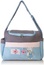 Mix and Max Baby Changing Diaper Large Shoulder bag with embroidery ( Fish Light Blue ) - Size 43*33*18 cm
