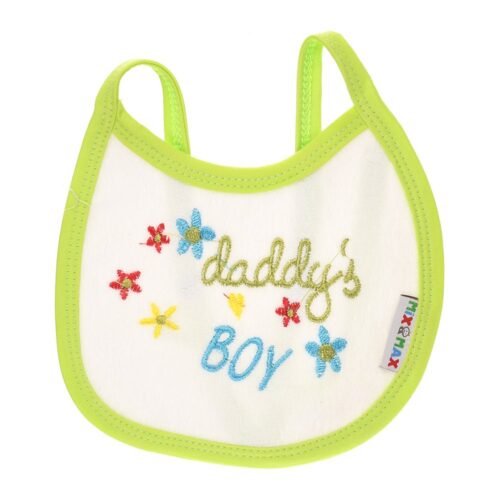 Multi-colors Bib with embroidery with diaper back Small size 16*19cm (2 Pieces) - Mix and Max - Colors: Fuchsia, Grey, and Light Blue - Sizes: 0-18 - Image 2