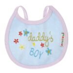 Multi-colors Bib with embroidery with diaper back Small size 16*19cm (2 Pieces) - Mix and Max - Colors: Fuchsia, Grey, and Light Blue - Sizes: 0-18 - Image 3