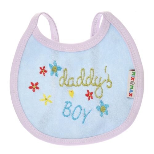 Multi-colors Bib with embroidery with diaper back Small size 16*19cm (2 Pieces) - Mix and Max - Colors: Fuchsia, Grey, and Light Blue - Sizes: 0-18 - Image 3