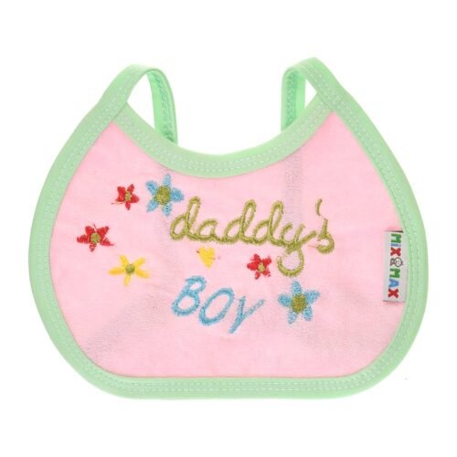 Multi-colors Bib with embroidery with diaper back Small size 16*19cm (2 Pieces) - Mix and Max - Colors: Fuchsia, Grey, and Light Blue - Sizes: 0-18 - Image 4