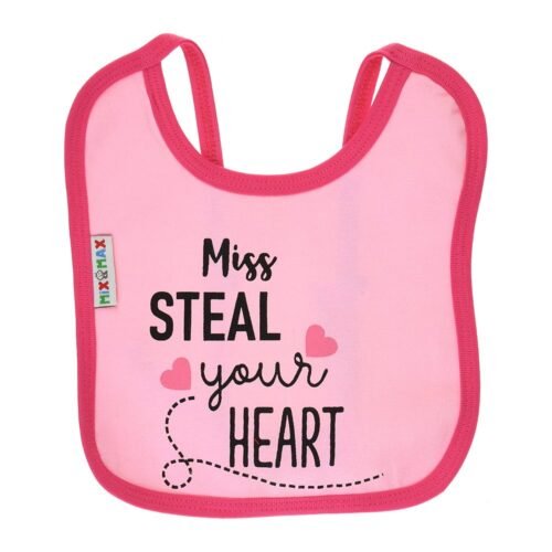 Multi-colors Printed Bib with diaper back Average size 27*19cm (2 Pieces) Girl g - Mix and Max - Colors: Fuchsia, Grey, and Light Blue - Sizes: 0-18 - Image 32