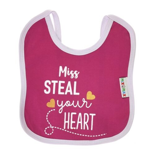Multi-colors Printed Bib with diaper back Average size 27*19cm (2 Pieces) Girl g - Mix and Max - Colors: Fuchsia, Grey, and Light Blue - Sizes: 0-18 - Image 31