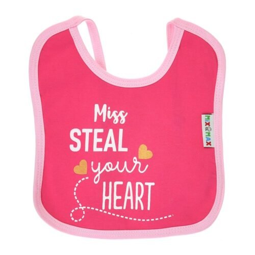 Multi-colors Printed Bib with diaper back Average size 27*19cm (2 Pieces) Girl g - Mix and Max - Colors: Fuchsia, Grey, and Light Blue - Sizes: 0-18 - Image 27