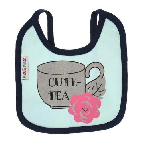 Multi-colors Printed Bib with diaper back Small size 16*19cm (2 Pieces) Girl g - Mix and Max - Colors: Fuchsia, Grey, and Light Blue - Sizes: 0-18 - Image 4