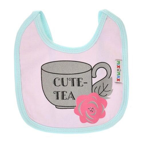 Multi-colors Printed Bib with diaper back Small size 16*19cm (2 Pieces) Girl g - Mix and Max - Colors: Fuchsia, Grey, and Light Blue - Sizes: 0-18 - Image 6