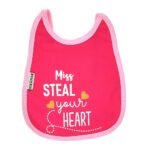 Multi-colors Printed Bib with diaper back Average size 27*19cm (2 Pieces) Girl g - Mix and Max - Colors: Fuchsia, Grey, and Light Blue - Sizes: 0-18 - Image 5