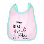 Multi-colors Printed Bib with diaper back Average size 27*19cm (2 Pieces) Girl g - Mix and Max - Colors: Fuchsia, Grey, and Light Blue - Sizes: 0-18 - Image 4