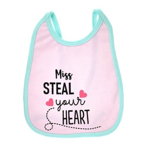 Multi-colors Printed Bib with diaper back Average size 27*19cm (2 Pieces) Girl g - Mix and Max - Colors: Fuchsia, Grey, and Light Blue - Sizes: 0-18 - Image 4