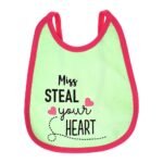 Multi-colors Printed Bib with diaper back Average size 27*19cm (2 Pieces) Girl g - Mix and Max - Colors: Fuchsia, Grey, and Light Blue - Sizes: 0-18 - Image 2