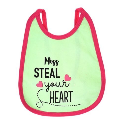 Multi-colors Printed Bib with diaper back Average size 27*19cm (2 Pieces) Girl g - Mix and Max - Colors: Fuchsia, Grey, and Light Blue - Sizes: 0-18 - Image 2