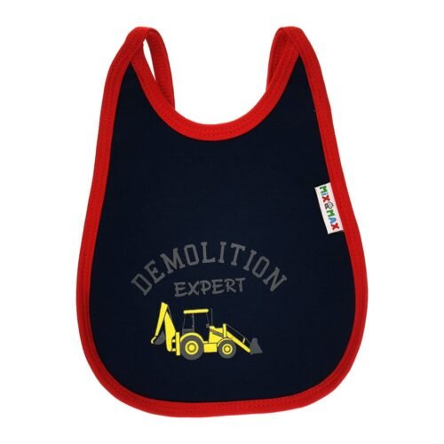 Multi-colors Printed Bib with diaper back size 27*19cm (2 Pieces) Boys b - Mix and Max - Colors: Fuchsia, Grey, and Light Blue - Sizes: 0-18 - Image 2