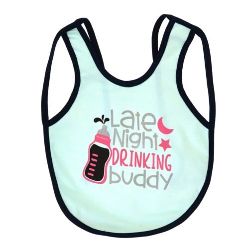 Multi-colors Printed Bib with diaper back size 38*29cm (2 Pieces) Girl g - Mix and Max - Colors: Fuchsia, Grey, and Light Blue - Sizes: 0-18 - Image 14