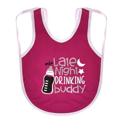 Multi-colors Printed Bib with diaper back size 38*29cm (2 Pieces) Girl g - Mix and Max - Colors: Fuchsia, Grey, and Light Blue - Sizes: 0-18 - Image 13