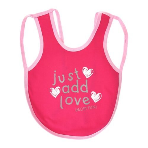 Multi-colors Printed Bib with diaper back size 38*29cm (2 Pieces) Girl g - Mix and Max - Colors: Fuchsia, Grey, and Light Blue - Sizes: 0-18 - Image 4