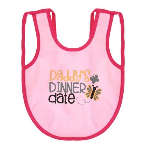 Multi-colors Printed Bib with diaper back size 38*29cm (2 Pieces) Girl g - Mix and Max - Colors: Fuchsia, Grey, and Light Blue - Sizes: 0-18 - Image 17