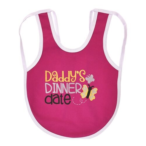 Multi-colors Printed Bib with diaper back size 38*29cm (2 Pieces) Girl g - Mix and Max - Colors: Fuchsia, Grey, and Light Blue - Sizes: 0-18 - Image 24