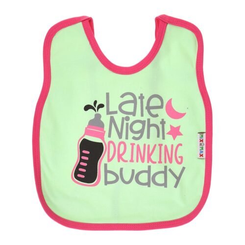 Multi-colors Printed Bib with diaper back size 38*29cm (2 Pieces) Girl g - Mix and Max - Colors: Fuchsia, Grey, and Light Blue - Sizes: 0-18 - Image 63