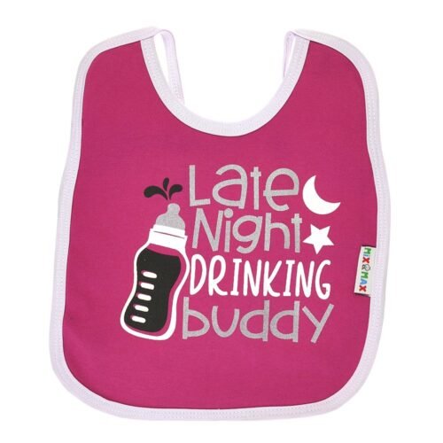 Multi-colors Printed Bib with diaper back size 38*29cm (2 Pieces) Girl g - Mix and Max - Colors: Fuchsia, Grey, and Light Blue - Sizes: 0-18 - Image 59