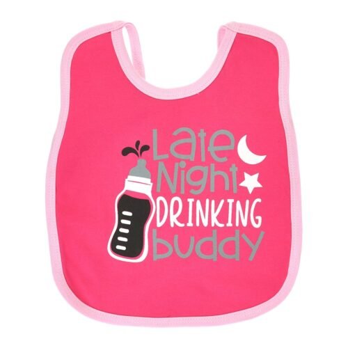 Multi-colors Printed Bib with diaper back size 38*29cm (2 Pieces) Girl g - Mix and Max - Colors: Fuchsia, Grey, and Light Blue - Sizes: 0-18 - Image 58