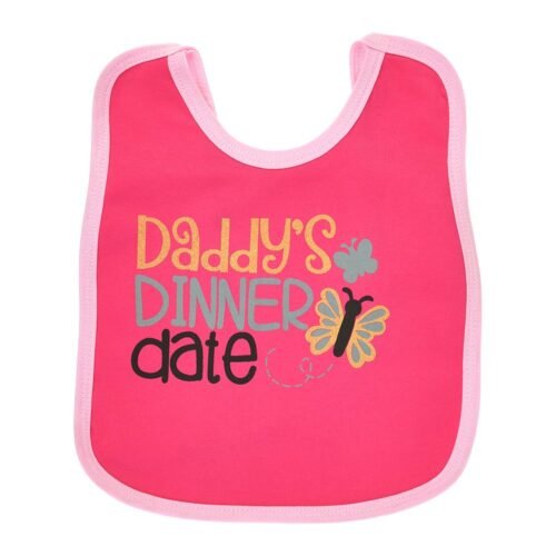 Multi-colors Printed Bib with diaper back size 38*29cm (2 Pieces) Girl g - Mix and Max - Colors: Fuchsia, Grey, and Light Blue - Sizes: 0-18 - Image 54