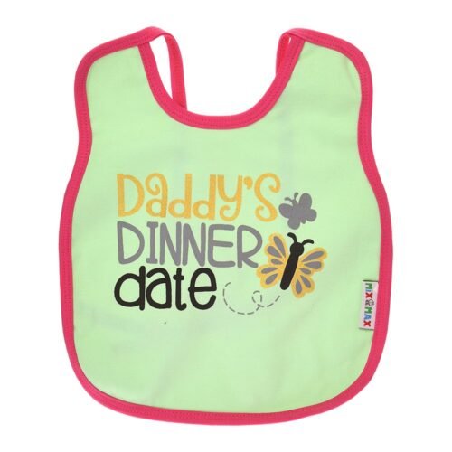 Multi-colors Printed Bib with diaper back size 38*29cm (2 Pieces) Girl g - Mix and Max - Colors: Fuchsia, Grey, and Light Blue - Sizes: 0-18 - Image 53