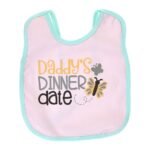 Multi-colors Printed Bib with diaper back size 38*29cm (2 Pieces) Girl g - Mix and Max - Colors: Fuchsia, Grey, and Light Blue - Sizes: 0-18 - Image 52